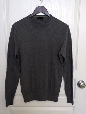 Massimo Dutti Crewneck Sweater - Dark Gray Cotton Silk Cashmere